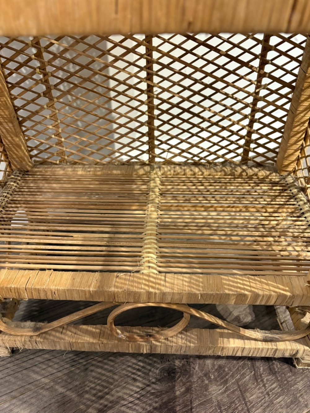 Vintage Rattan wicker shelf free standing floor shelf boho furniture - Picture 14 of 16